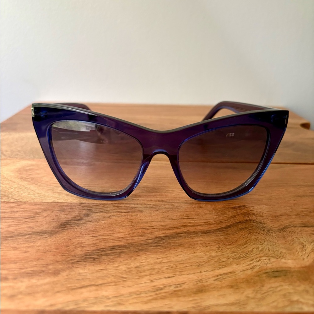 YSL Yves Saint Laurent Blue Cat Eye Designer Women’s Sunglasses w Case